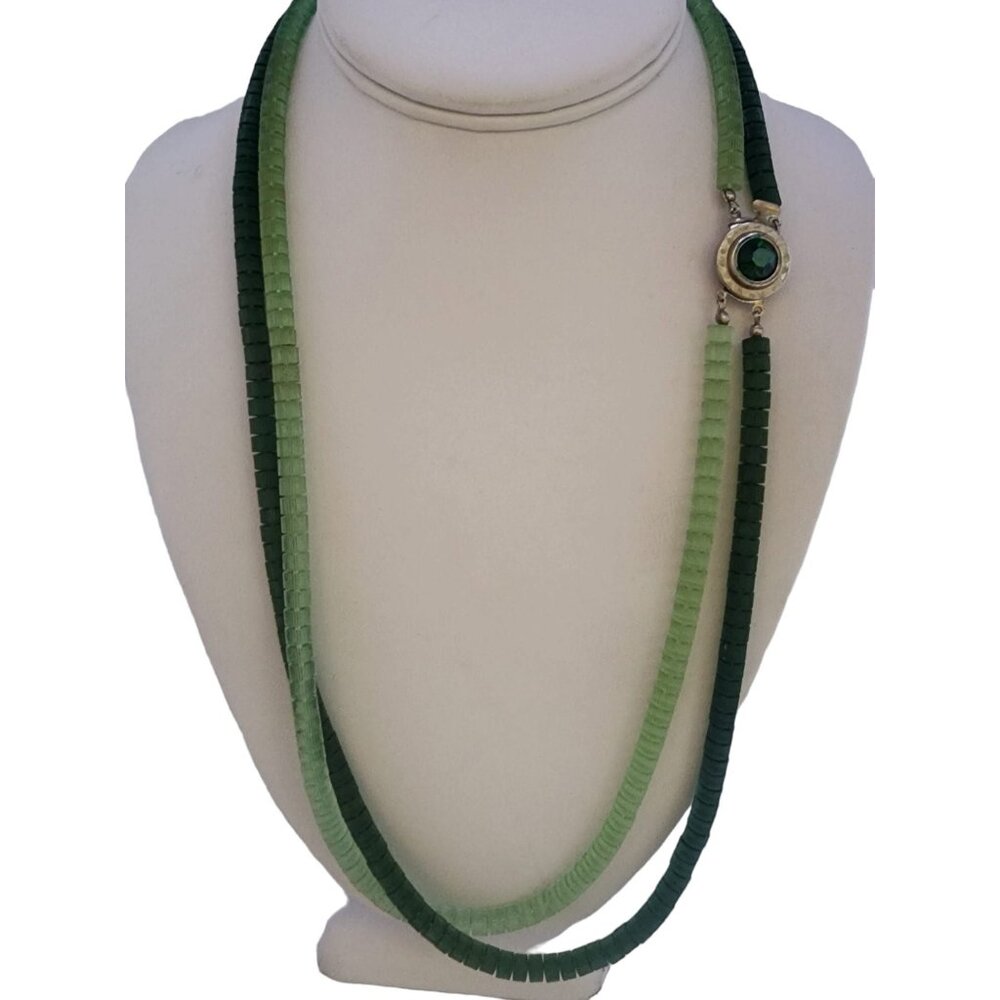 Vintage Textured Glass Rondel Double Necklace (A4639)